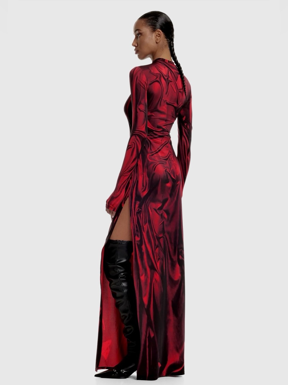 KETA GUTMANE Red Wetlook Maxi Dress - Picture 3 of 7
